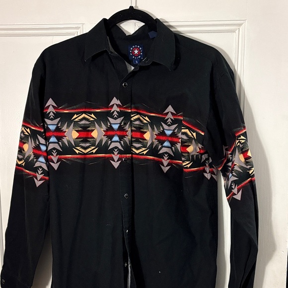 Black Shirt with Colorful Geometric Pattern - Picture 1 of 1